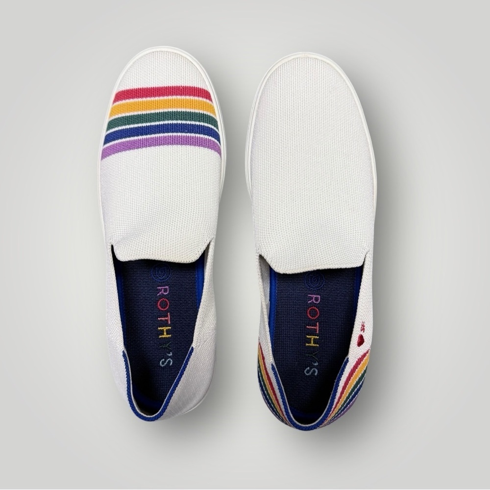 Rothy’s The Sneaker White‎ Rainbow SF Pride Limited Edition Sz 8.5